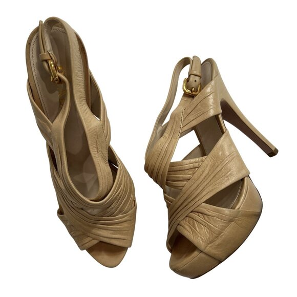 Prada Strappy Slingback Pumps in Tan - Picture 1 of 7